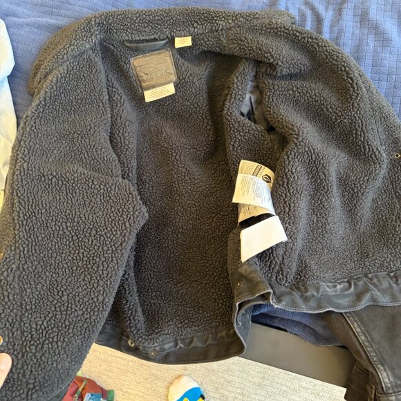 LEVI'S Premium Original Sherpa Trucker Denim Jacket Size Small Forever Black - Picture 4 of 4